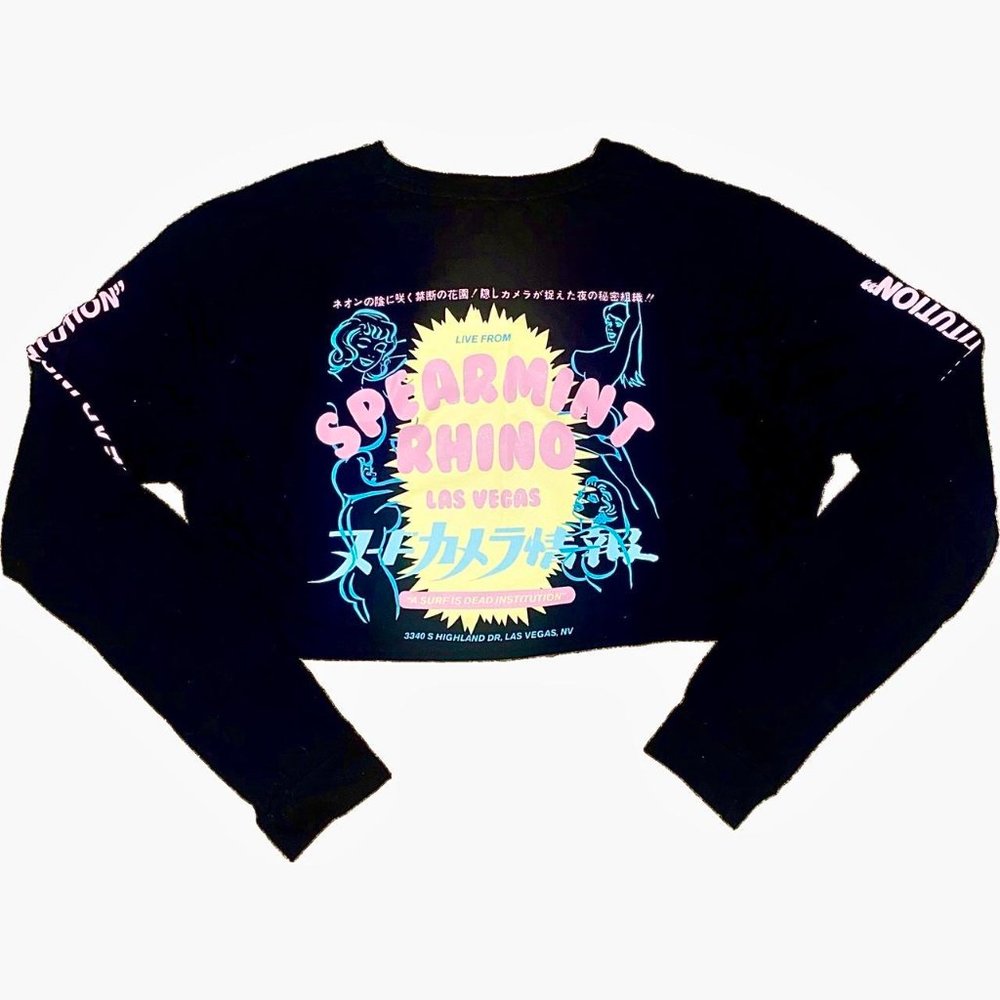 Y2K Cropped Surf is Dead Spearmint Rhino Las Vegas Long Sleeve Graphic - Picture 3 of 4